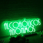 Alcoholicos Anonimos Green Neon Sign