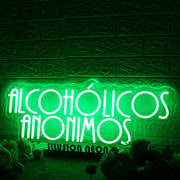 Alcoholicos Anonimos Green Neon Sign