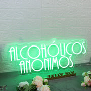 Alcoholicos Anonimos Green Neon Sign