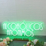 Alcoholicos Anonimos Green Neon Sign