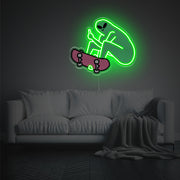 Alien Playing Skateboard LED Neon Acrylic Artwork