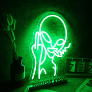 Alien With Middle Finger Neon Sign