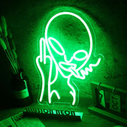 Alien With Middle Finger Neon Sign