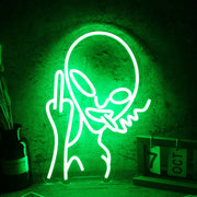 Alien With Middle Finger Neon Sign