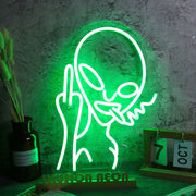 Alien With Middle Finger Neon Sign