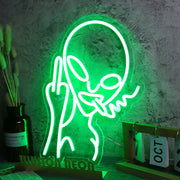 Alien With Middle Finger Neon Sign