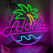 Aloha Hello Palm Tree Neon Signs