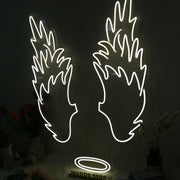 Angel Wings And Halo White Neon Sign