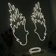 Angel Wings And Halo White Neon Sign