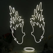 Angel Wings And Halo White Neon Sign