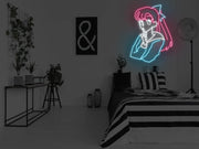 Anime Pondering Girl Neon Sign