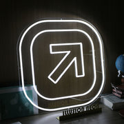 Arrow Button White Neon Sign