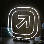 Arrow Button White Neon Sign