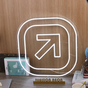 Arrow Button White Neon Sign