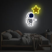 Astronaut Holding A Star Balloon LED Neon Acrylic Artwork