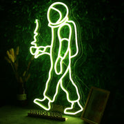 Astronaut Holding Coffee Neon Sign