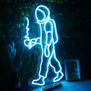 Astronaut Holding Coffee Neon Sign