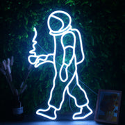 Astronaut Holding Coffee Neon Sign