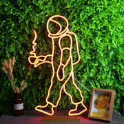 Astronaut Holding Coffee Neon Sign