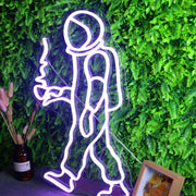 Astronaut Holding Coffee Neon Sign