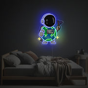 Astronaut With The Earth Suit LED Neon Acrylic Artwork