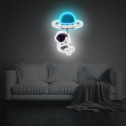 Astronaut With UFO LED Neon Acrylic Artwork