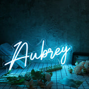 Aubrey Blue Neon Sign