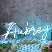 Aubrey Blue Neon Sign