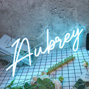 Aubrey Blue Neon Sign