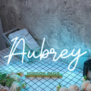 Aubrey Blue Neon Sign