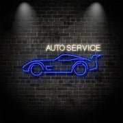 Auto Service With Car Neon Sign