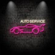 Auto Service With Car Neon Sign