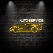 Auto Service With Car Neon Sign