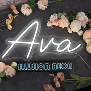 Ava White Neon Sign