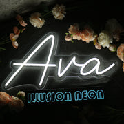 Ava White Neon Sign