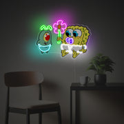 Baby Spongebob And Baby Plankton LED Neon Acrylic Artwork