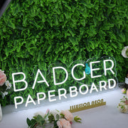 Badger Paperboard White Neon Sign