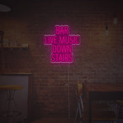 Bar Live Music Down Stairs LED Neon Sign