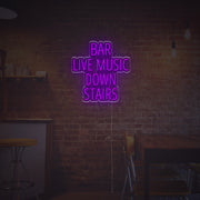 Bar Live Music Down Stairs LED Neon Sign