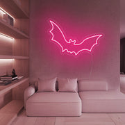 Bat Flying Happy Halloween Neon Sign