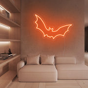 Bat Flying Happy Halloween Neon Sign