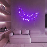 Bat Flying Happy Halloween Neon Sign