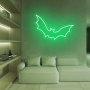 Bat Flying Happy Halloween Neon Sign