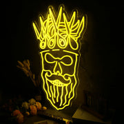 Bearded skull with scissors on head Neon Sign