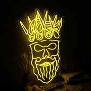 Bearded skull with scissors on head Neon Sign