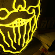 Bearded skull with scissors on head Neon Sign