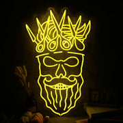 Bearded skull with scissors on head Neon Sign