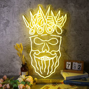 Bearded skull with scissors on head Neon Sign