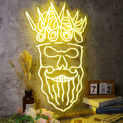 Bearded skull with scissors on head Neon Sign