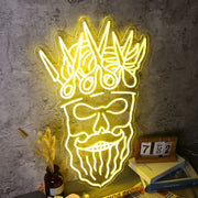 Bearded skull with scissors on head Neon Sign